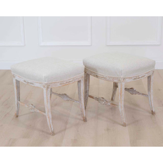 Early 19th Century Pair of Swedish 19th Century Gustavian Stools For Sale - Image 5 of 9
