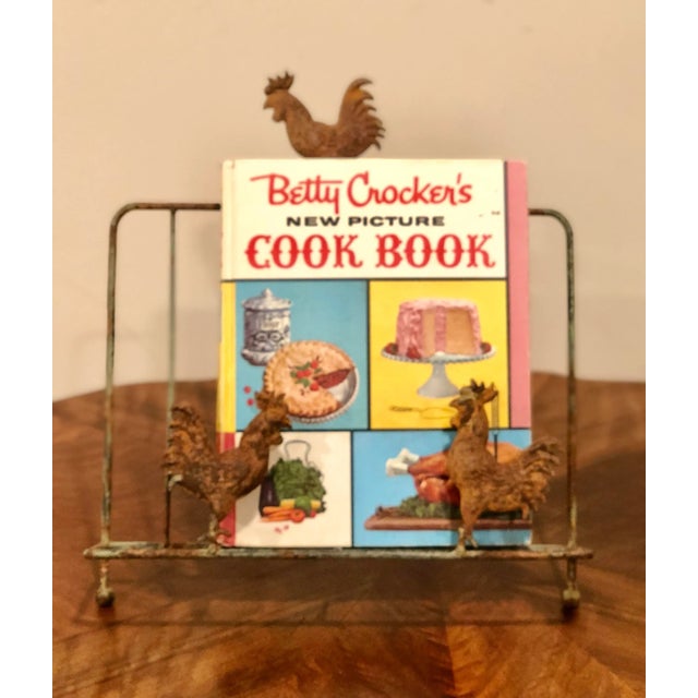 Farmhouse Early 20th Century Antique Primitive Country Metal Cookbook Holder For Sale - Image 3 of 13