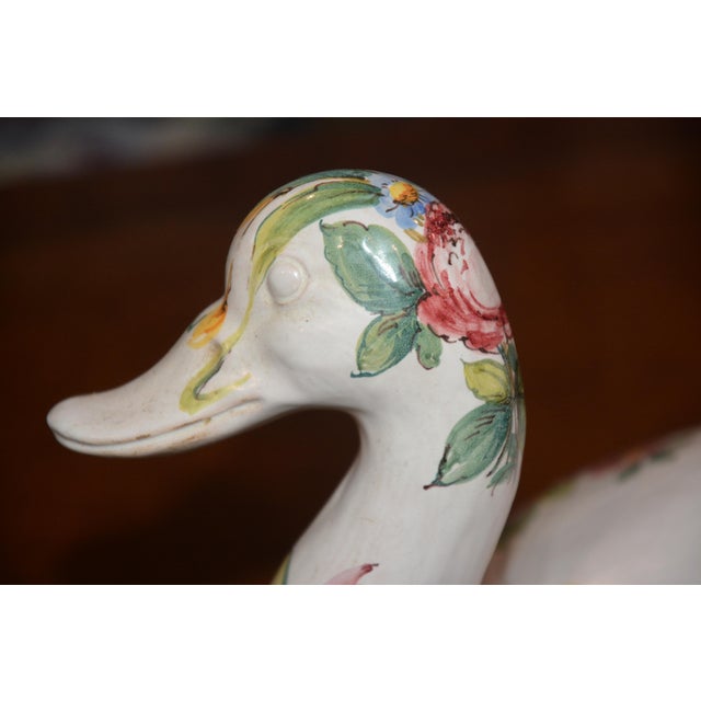 Italian Late 20th Century Italian Ceramic Figural Duck Tureen With Hand-Painted Floral Decoration For Sale - Image 3 of 7