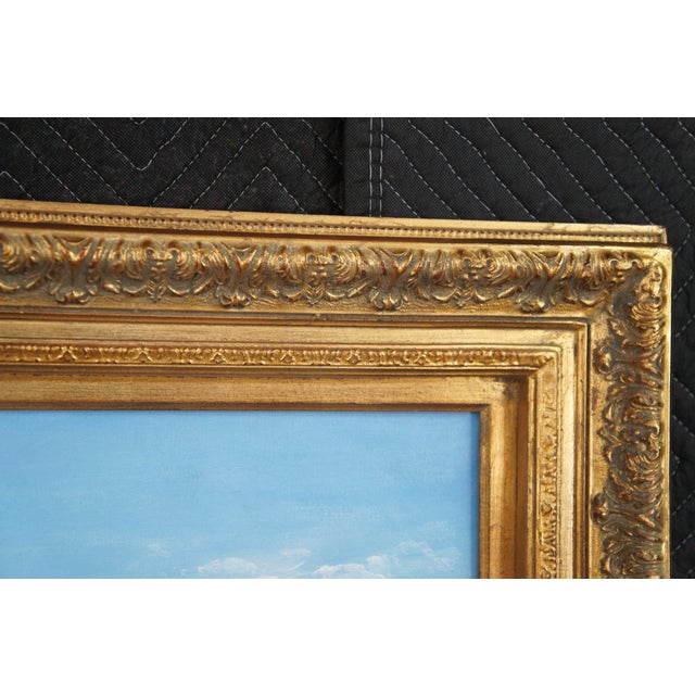 Late 20th Century Sunday Morning Church Landscape Oil Painting After Asher Brown Durand 45" For Sale - Image 11 of 12