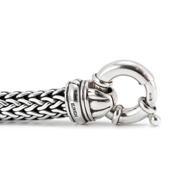 Early 21st Century Men’s Effy Silver 10.20 Ct Malachite Braided Chain Wheat Mesh Link Bracelet For Sale - Image 5 of 9