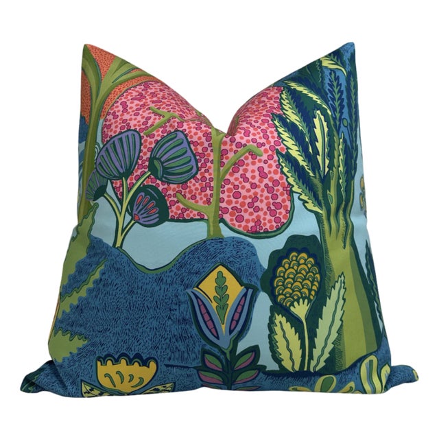 Albero Floral Pillow in Blue, 22x22 Pillow For Sale