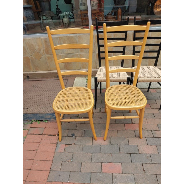 Gio Ponti Vintage Mid-Century Italian Ladderback Chairs - Set of 4 For Sale - Image 4 of 11