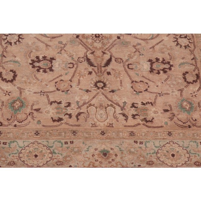 Boho Chic 1990's Pak-Persian Tan/Green Wool Rug - 6'1'' X 8'8'' For Sale In New York - Image 6 of 9