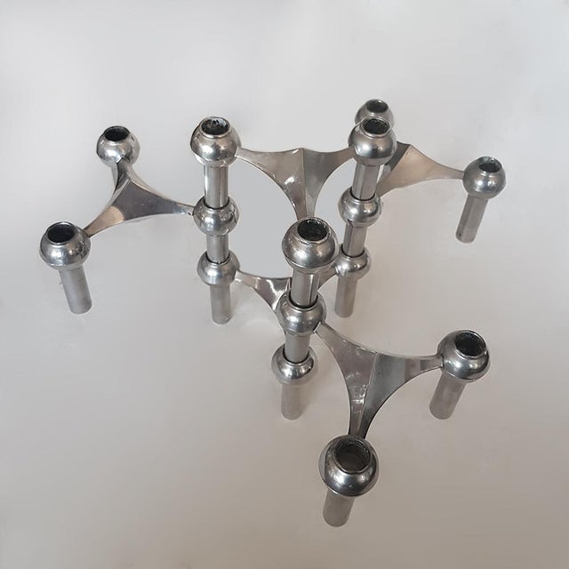 Mid-Century Modern Modular Candleholders Set by Fritz Nagel for BMF, Set of 6 For Sale - Image 4 of 12