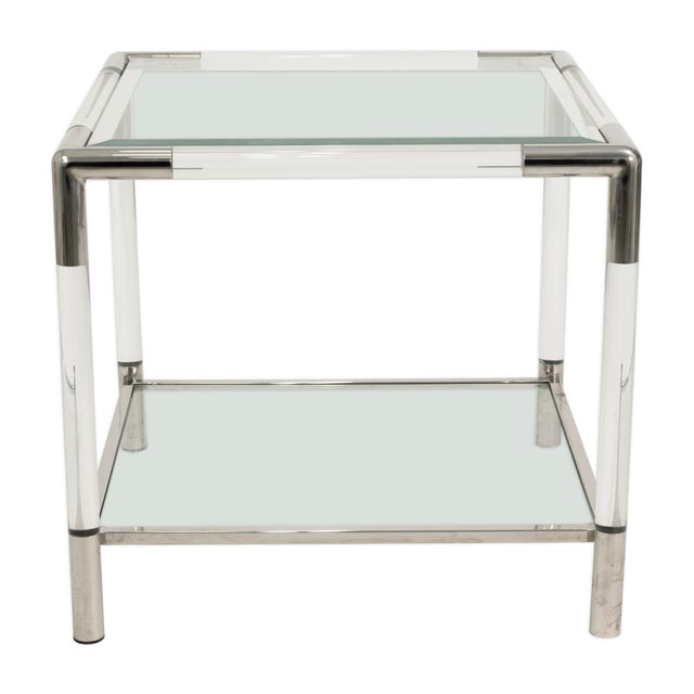 A sleek blend of vintage sophistication and modern minimalism, this small Mid Century Modern cube end table features a...