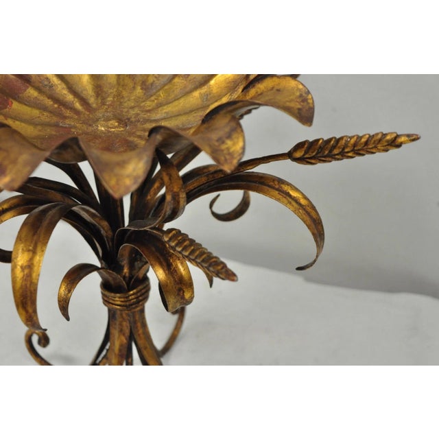 Vintage Italian Hollywood Regency Gold Gilt Tole Metal Iron Compote Centerpiece For Sale - Image 9 of 12
