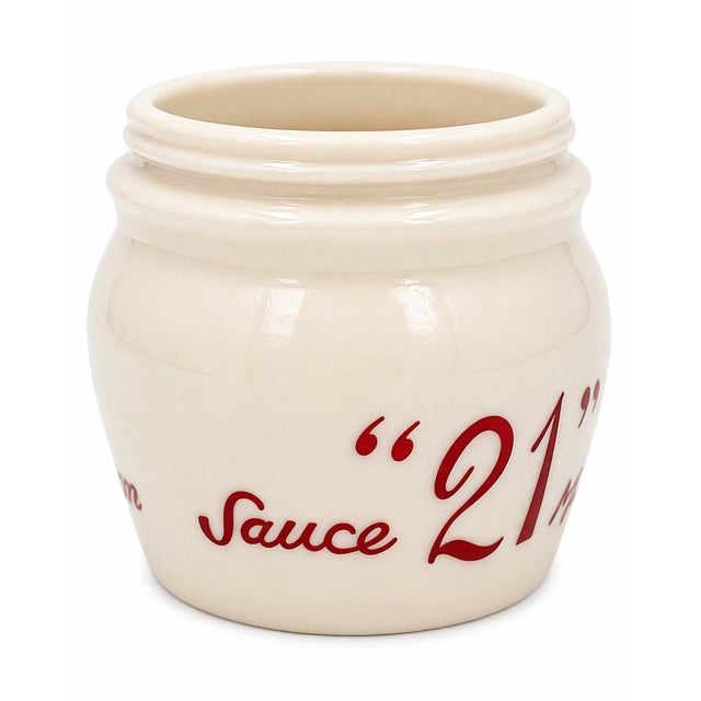Glass Vintage the "21" Club Nyc Restaurant Condiment Jar Sauce Maison Glass No Lid For Sale - Image 7 of 9