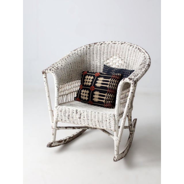 Antique American White Wicker Rocking Chair For Sale - Image 14 of 14