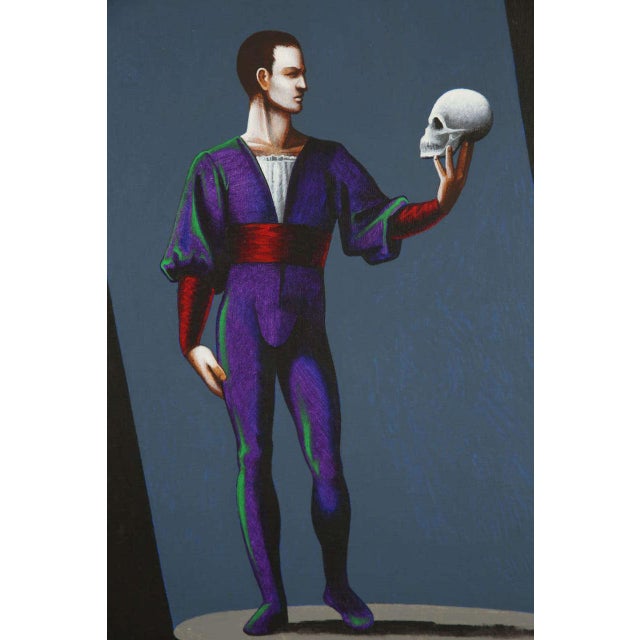 Violet Late 20th Century "Hamlet: A Preliminary Study" Figurative Acrylic Painting by Lynn Curlee, Framed For Sale - Image 8 of 9