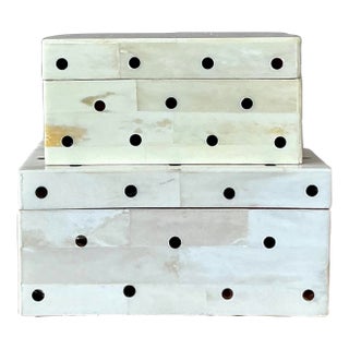Vintage Boho Polka Dot Tessellated Boho Boxes - Set of 2 For Sale