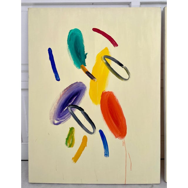 Early 21st Century Pair of Original Abstract Paintings on Canvas For Sale - Image 5 of 10