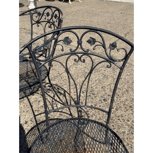Metal Mid 20th Century Salterini Style Wrought Iron Garden Patio Arm Chairs by Florentine Craft Studio For Sale - Image 7 of 13