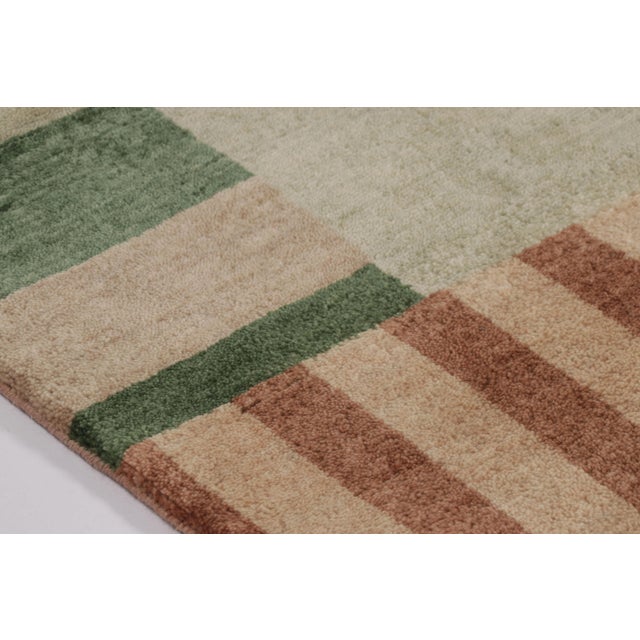 Art Deco Rug & Kilim’s French Art Deco Style Square Rug in Beige-Pink With Geometric Patterns For Sale - Image 3 of 8