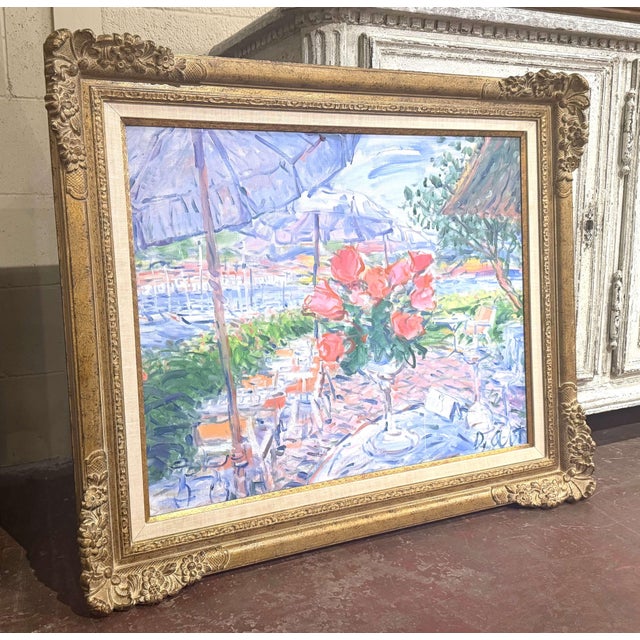 Vibrant color and spontaneous brushwork bring the glamour of the French Riviera to life in this original oil painting by...