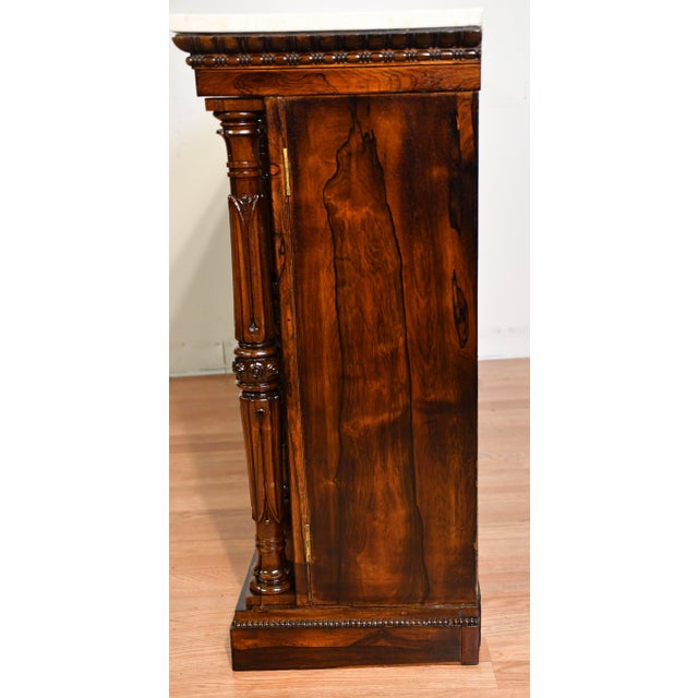 19th Century Antique English Regency Rosewood & Marble Top Credenza / Sideboard For Sale - Image 16 of 18