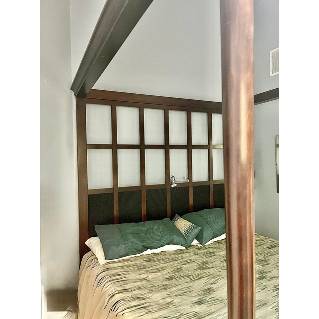 2000 - 2009 Oak Tudor King Size Paneled Canopy Four Poster Bed For Sale - Image 5 of 10