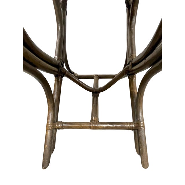 Vintage Woven Rattan & Bamboo Stool With Sculptural Loop Base For Sale - Image 11 of 18