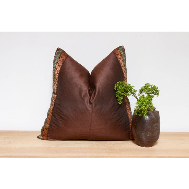Textile Cedar Festive Silk Euro Pillow Cover For Sale - Image 7 of 7
