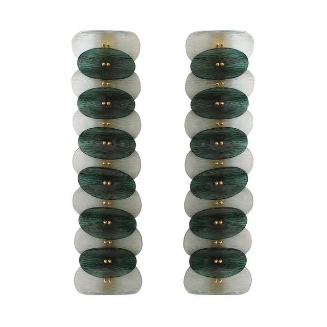 Italian Murano Glass and Brass Wall Sconces, 2010s, Set of 2 For Sale - Image 12 of 12