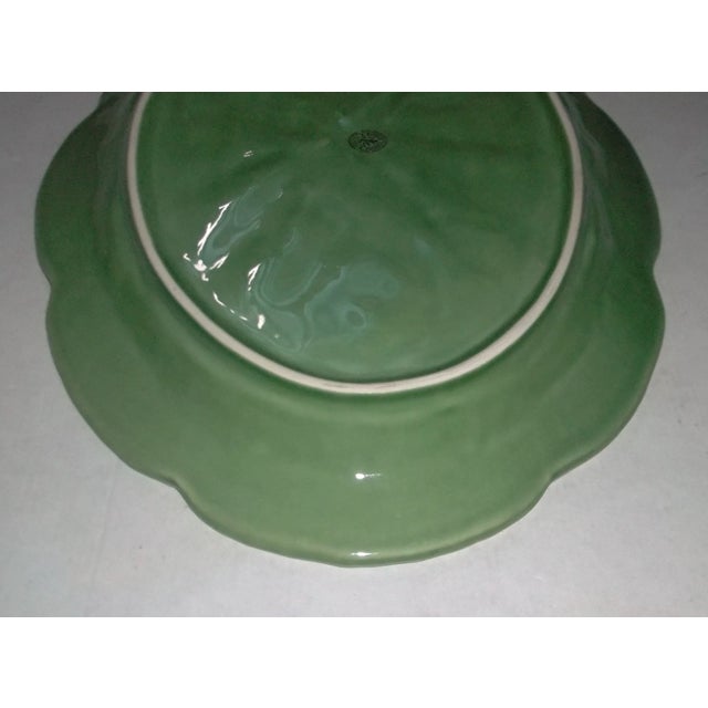 Bordallo Pinheiro Vintage Bordallo Pinheiro Majolica Cabbage Leaf Serving Platter For Sale - Image 4 of 7