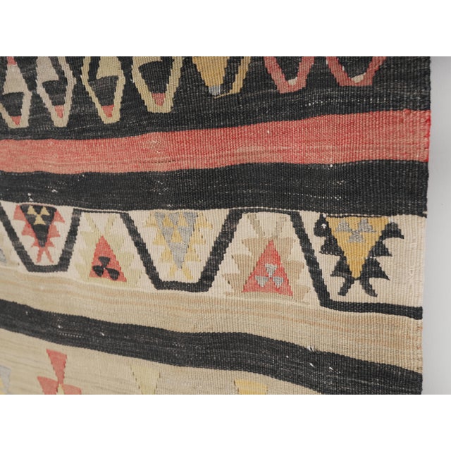 Islamic 1960 Vintage Turkish Kilim Runner Rug, Handwoven Wool Hallway Runner, Tribal Boho Kitchen Rug, Geometric Anatolian Area Rug For Sale - Image 3 of 8