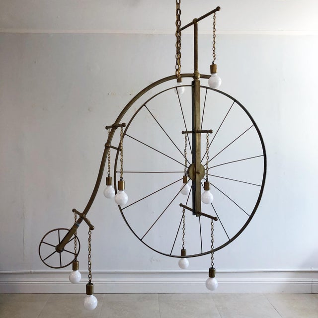 Vintage Life Size Brass Penny Farthing 10 Light Chandelier Chairish