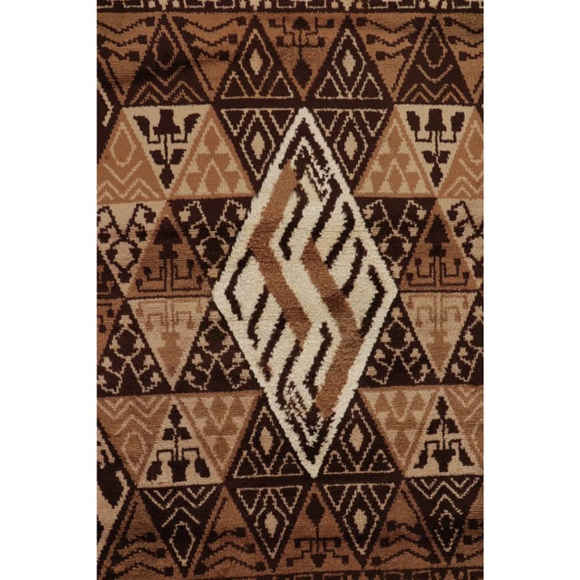 Vintage French Geometric Brown & Beige Wool Pictorial Rug by Rug & Kilim, France For Sale In New York - Image 6 of 11