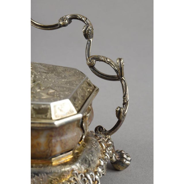 English Silver-Gilt and Agate Inkstand, 1830 For Sale - Image 15 of 18
