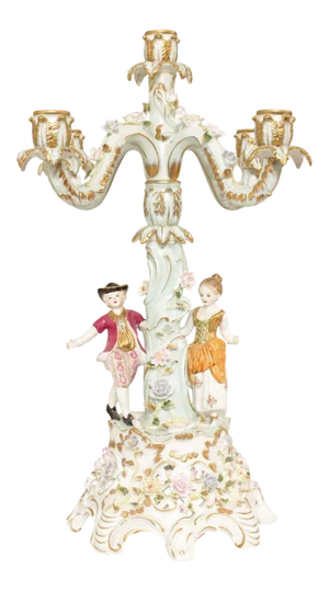 Vintage Meissen Porcelain Five Light Candelabra
