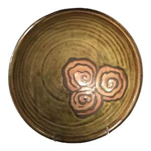Handcrafted Ceramic Bowl Stylized Flowers Top Bottom Glazed Dimensional Versatile