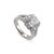 Modern Ladies 14k White Gold Halo Accented Lab Grown Diamond Engagement Ring, Size 5.5 For Sale - Image 3 of 8