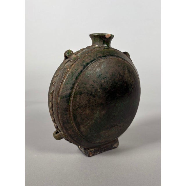 Asian Green glazed earthenware gourd used by nomadic horsemen, China, Tang Dynasty (618-907) For Sale - Image 3 of 8