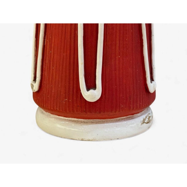 Red Italian Modern, Red Ceramic, Table Lamp, Italy, 1950s For Sale - Image 8 of 9