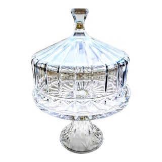 Vintage Godinger Shannon Olympia Heavy Crystal Cake Stand For Sale