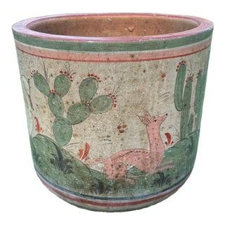 Vintage Tonala Mexico Ceramic Large Planter Pot For Sale