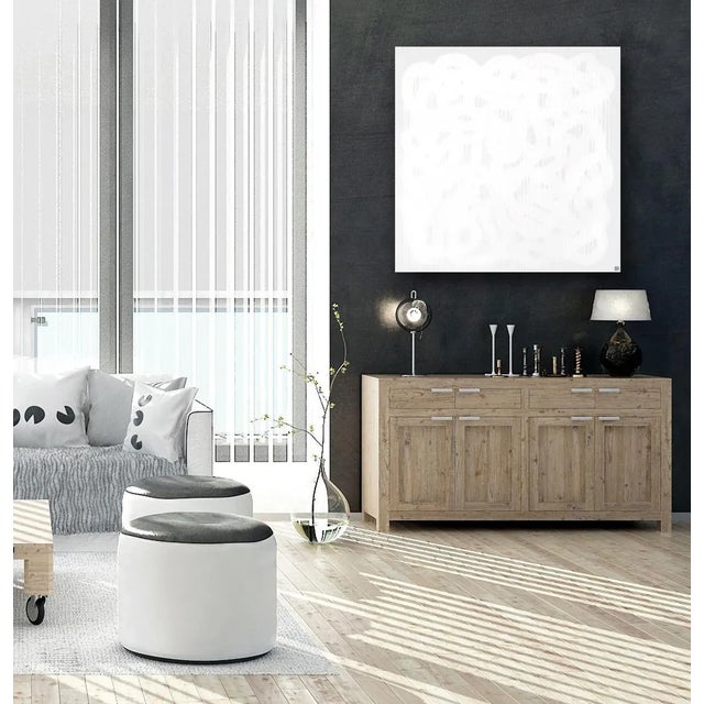 Textile Fruity Ramen: Yang II - White on White Graffiti Textural Painting on Canvas Original Artwork by Jason DeMeo For Sale - Image 7 of 9