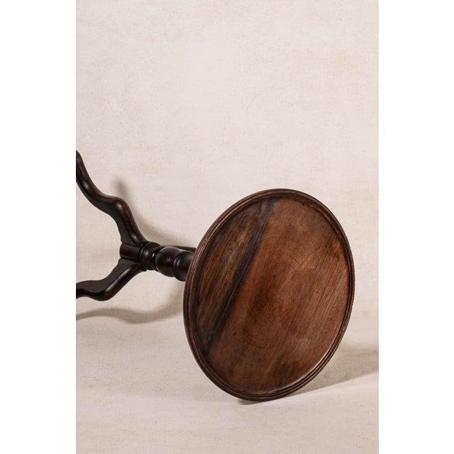 English Antique English Mahogany With Oak Base Wine Table on Tripod Base For Sale - Image 3 of 4