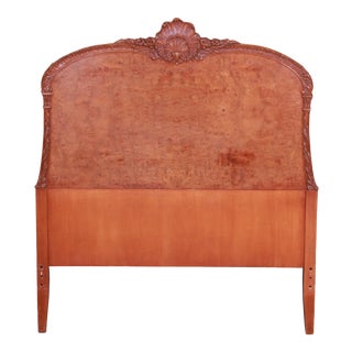 French Provincial Burl Wood Twin Headboard Attributed to Romweber, Circa 1940s For Sale