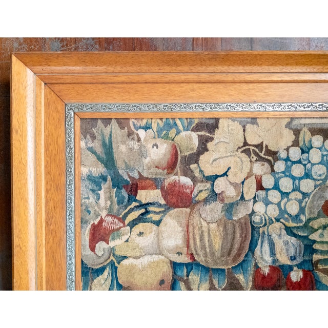 Baroque 17th or 18th Century French Flemish Aubusson Tapestry Still Life Fragment in Frame For Sale - Image 3 of 12