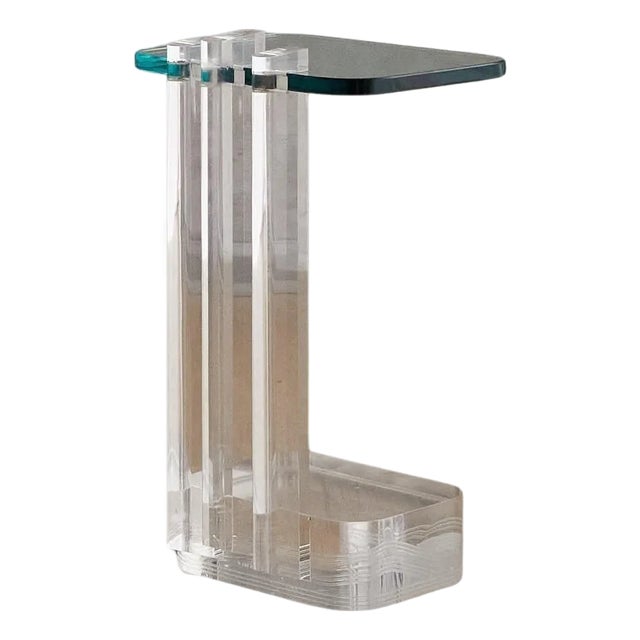 Petite Glass + Lucite Side Table by Les Prismatique, 1980s For Sale