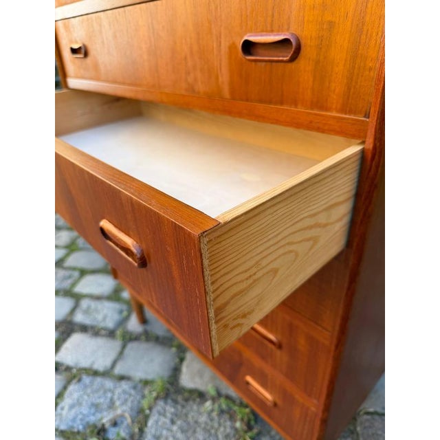 Danish Teak Chest of Drawers with Recessed Handles and Lock For Sale - Image 6 of 11