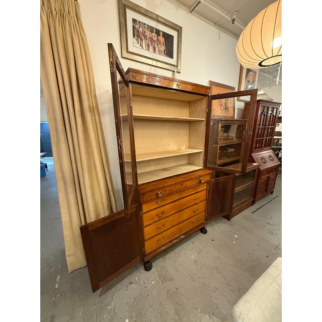 Brown Antique Burl Wood Bookcase/Cabinet, Circa 1815 For Sale - Image 8 of 12
