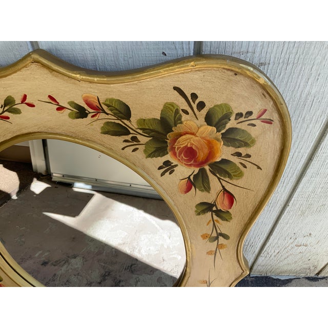 20th Century Folk Style Painted Floral Mirror For Sale - Image 4 of 6