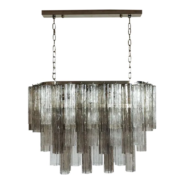 Murano Tube Chandelier with 62 Transparent and Smoked Glass, 1982 For Sale