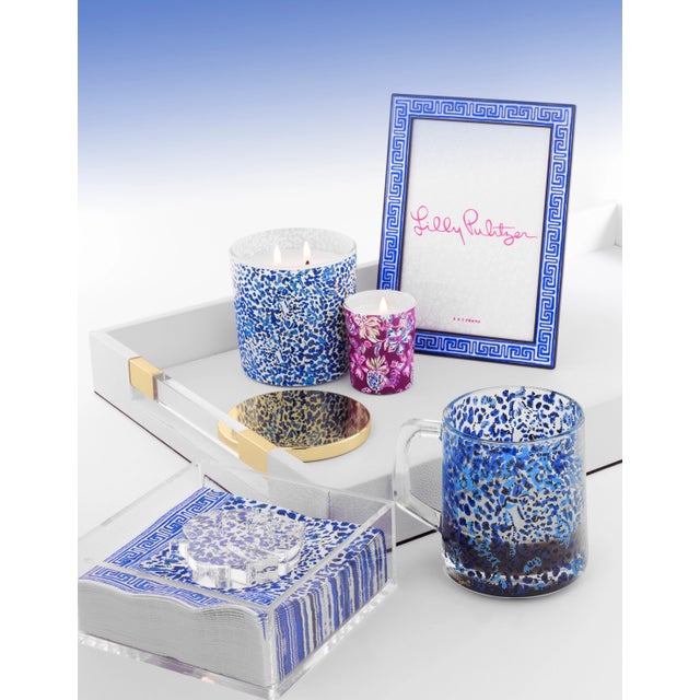 Kenneth Ludwig Chicago Blue Greek Key Lilly Pulitzer Picture Frame For Sale - Image 4 of 4