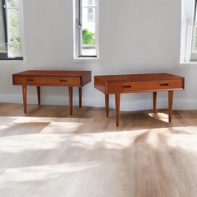 Wood Lyby Mobler Danish Teak Wide Nightstands or Side Tables For Sale - Image 7 of 14