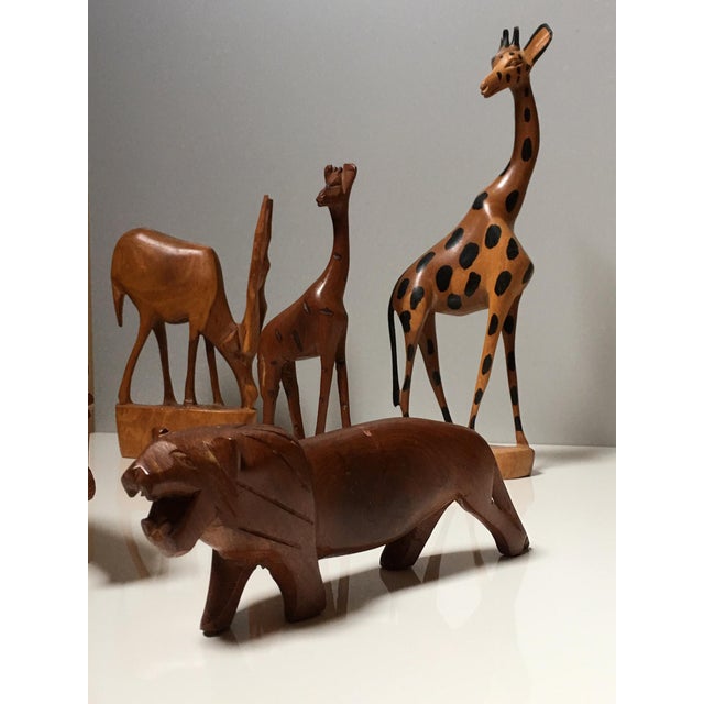 African Hand Carved Wood Animals Set of 5 Chairish