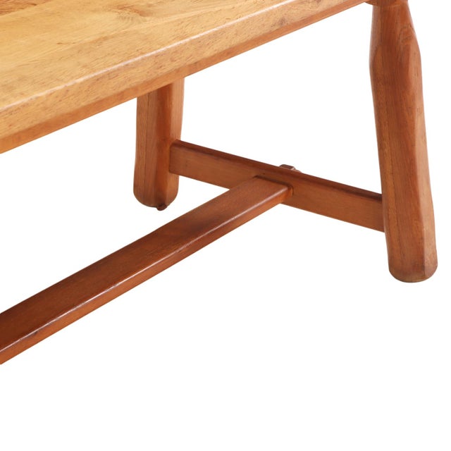 A French Brutalist Style Solid Oak Dining Table, C. 1950. For Sale In Philadelphia - Image 6 of 7