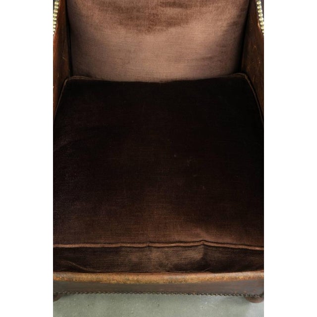 Art Deco Armchair in Velour and Decorative Nails For Sale - Image 6 of 15
